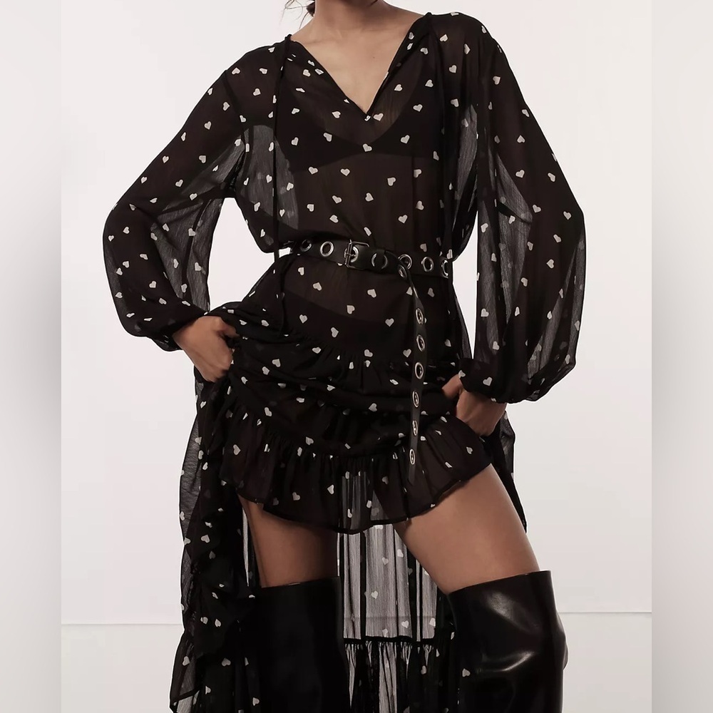 Anthropologie Maeve Sheer Ditsy Heart Kaftan